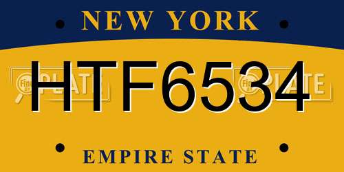 HTF6534 New York License Plate