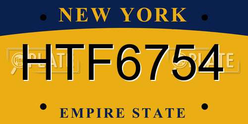 HTF6754 New York License Plate