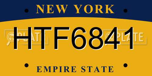 HTF6841 New York License Plate