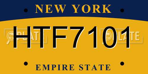 HTF7101 New York License Plate