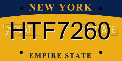 HTF7260 New York License Plate