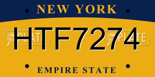 HTF7274 New York License Plate
