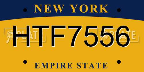 HTF7556 New York License Plate