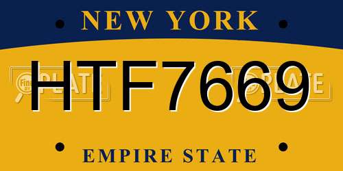 HTF7669 New York License Plate