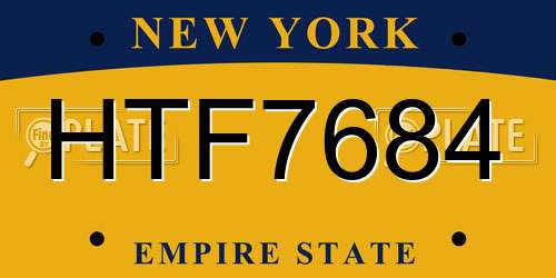 HTF7684 New York License Plate