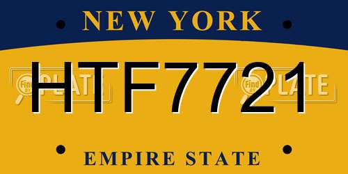 HTF7721 New York License Plate