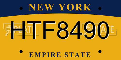 HTF8490 New York License Plate
