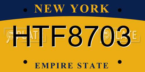 HTF8703 New York License Plate