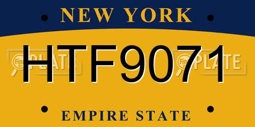 HTF9071 New York License Plate