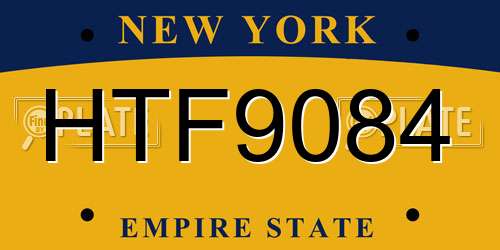 HTF9084 New York License Plate
