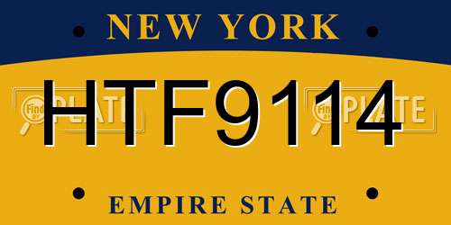 HTF9114 New York License Plate