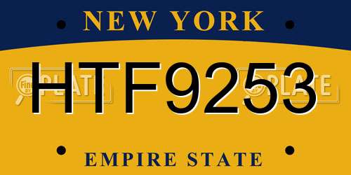 HTF9253 New York License Plate