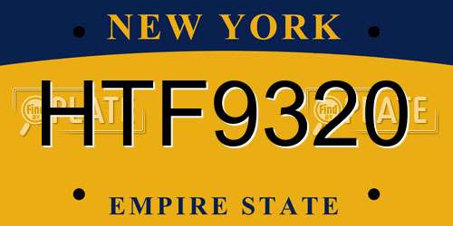 HTF9320 New York License Plate
