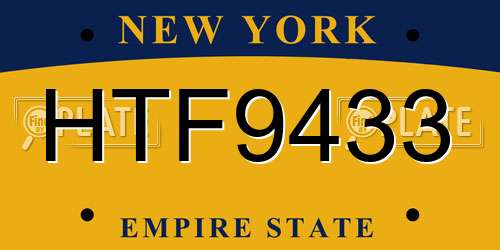 HTF9433 New York License Plate