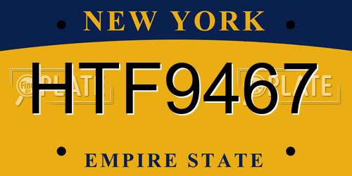HTF9467 New York License Plate