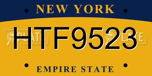 HTF9523 New York License Plate