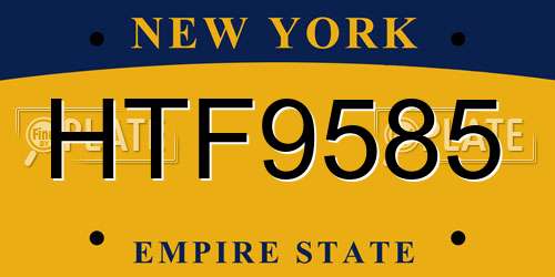HTF9585 New York License Plate
