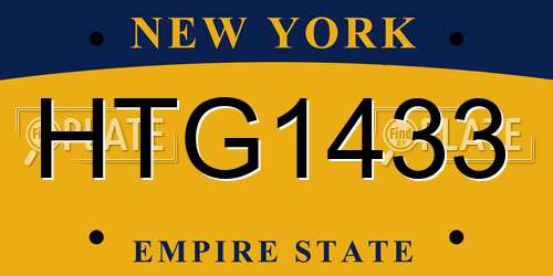 HTG1433 New York License Plate