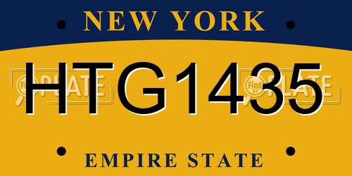 HTG1435 New York License Plate