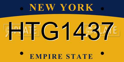 HTG1437 New York License Plate