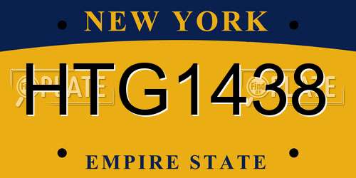 HTG1438 New York License Plate