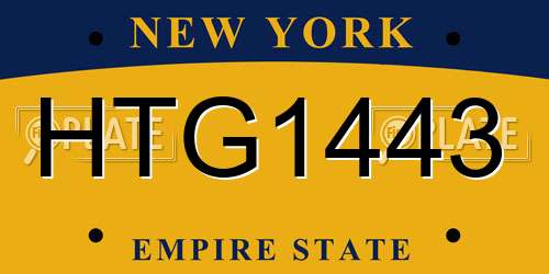 HTG1443 New York License Plate