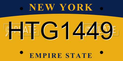 HTG1449 New York License Plate