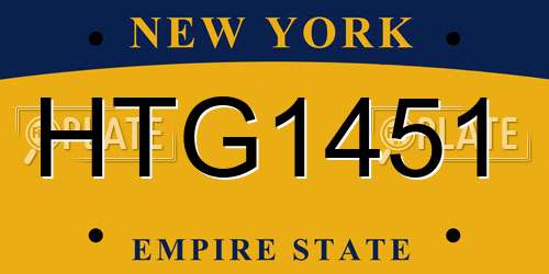 HTG1451 New York License Plate
