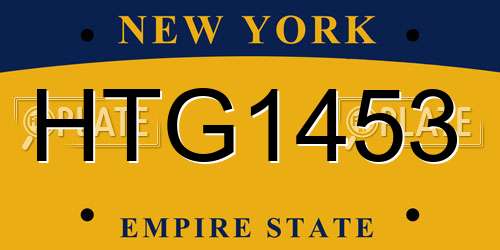 HTG1453 New York License Plate
