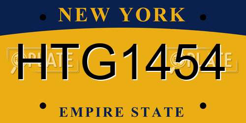 HTG1454 New York License Plate