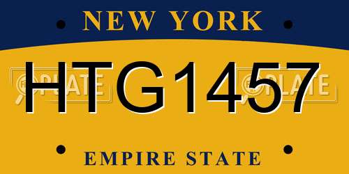 HTG1457 New York License Plate