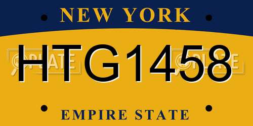 HTG1458 New York License Plate