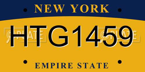 HTG1459 New York License Plate