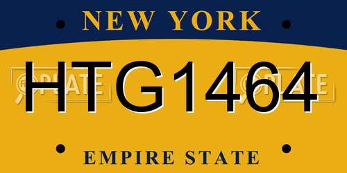 HTG1464 New York License Plate