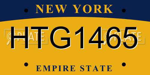 HTG1465 New York License Plate