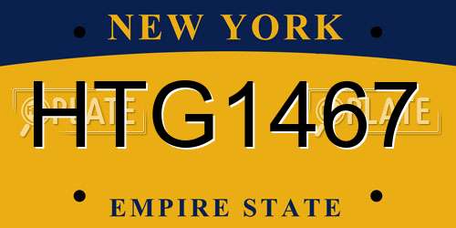HTG1467 New York License Plate