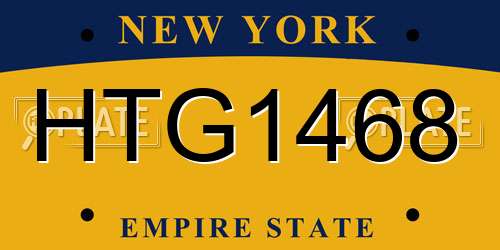 HTG1468 New York License Plate