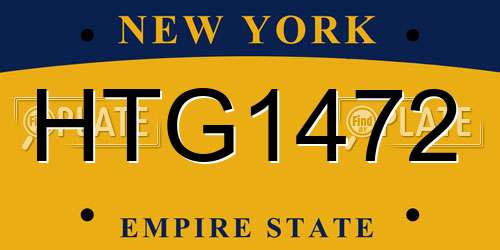 HTG1472 New York License Plate
