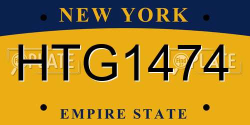 HTG1474 New York License Plate