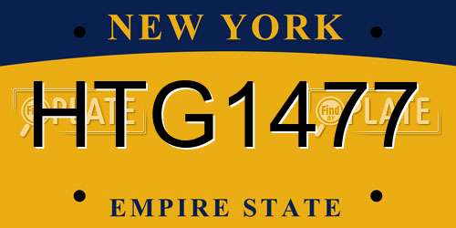 HTG1477 New York License Plate