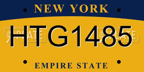 HTG1485 New York License Plate