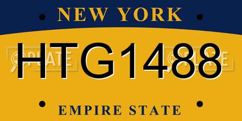 HTG1488 New York License Plate