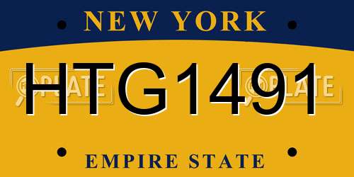 HTG1491 New York License Plate