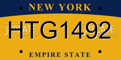 HTG1492 New York License Plate