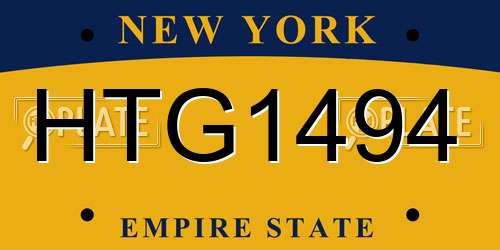 HTG1494 New York License Plate