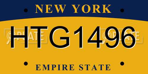 HTG1496 New York License Plate