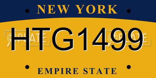 HTG1499 New York License Plate