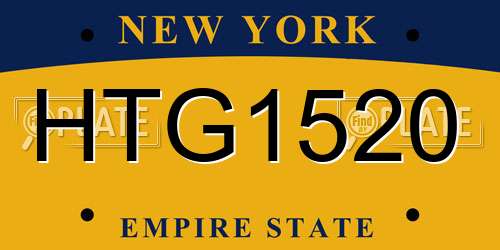 HTG1520 New York License Plate