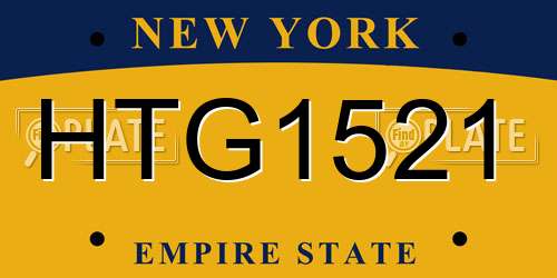 HTG1521 New York License Plate