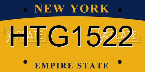 HTG1522 New York License Plate